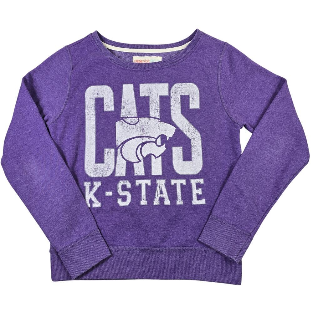 Kansas State Wildcats Sweatshirt Women's Medium Purple Distressed Press Box NCAA